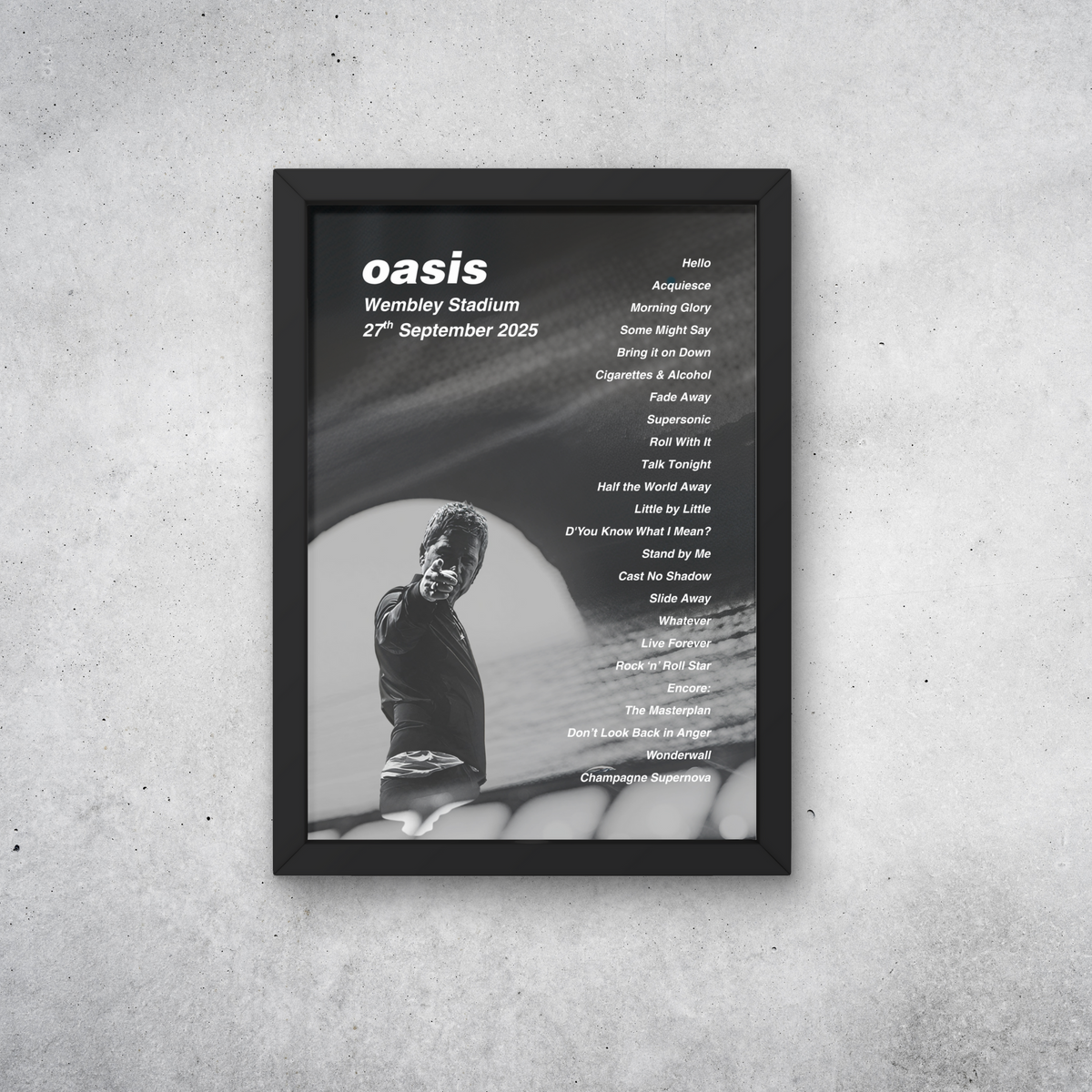 Oasis Wembley Setlist Print - All Dates
