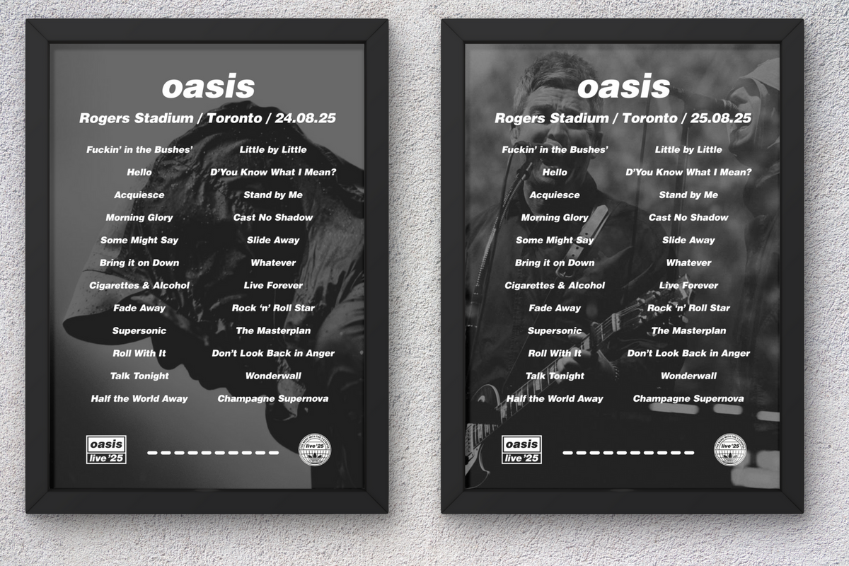 Oasis Toronto Setlist Print - Both Dates