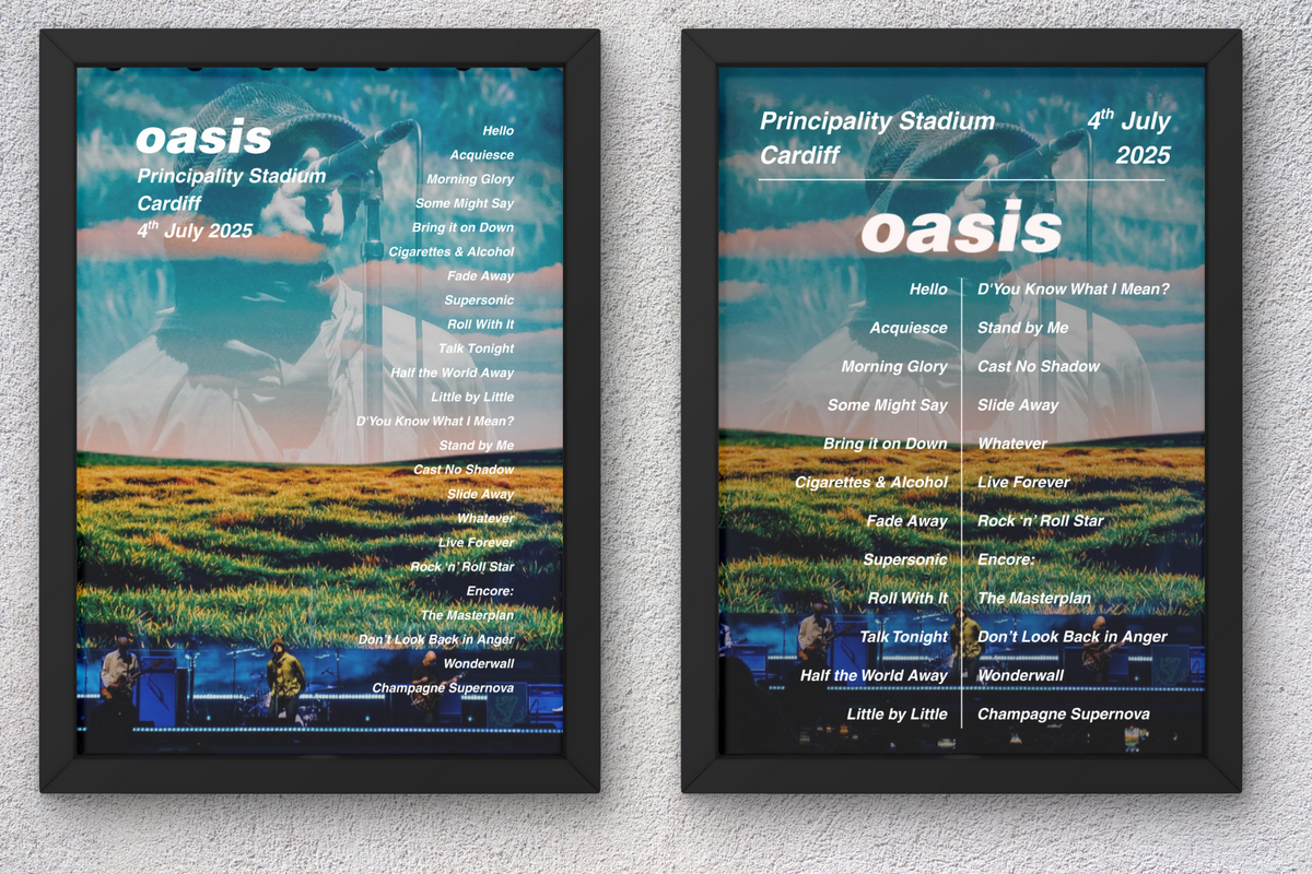 Oasis Manchester Setlist Print - All Dates