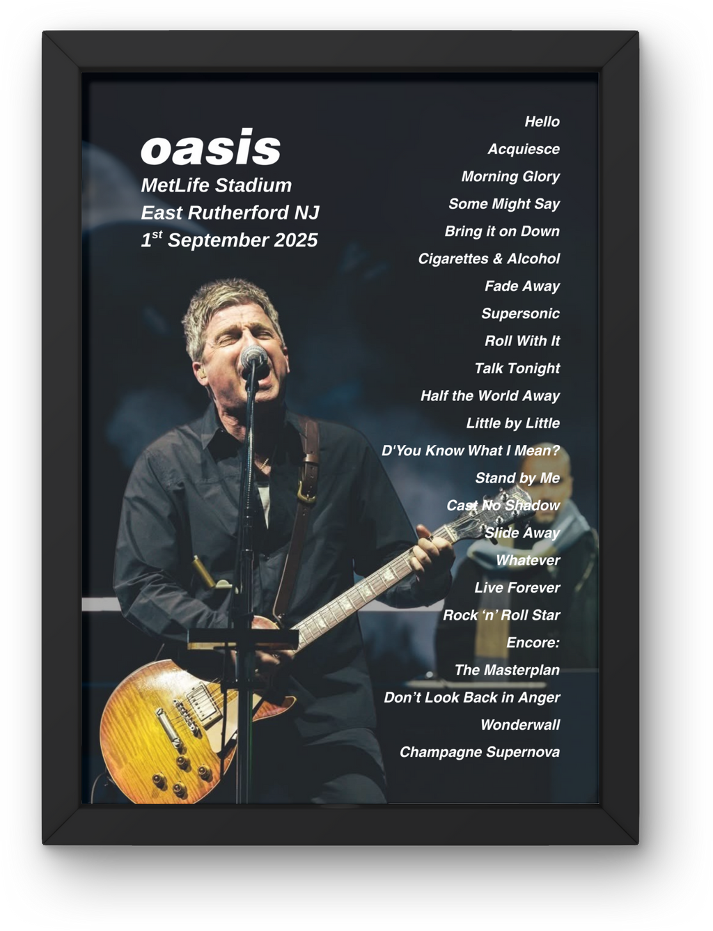 Oasis East Rutherford Setlist Print - Both Dates