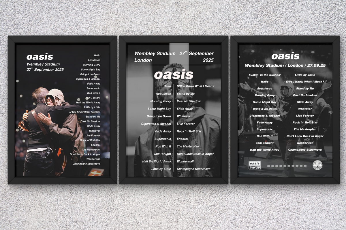 Oasis Wembley Setlist Print - All Dates