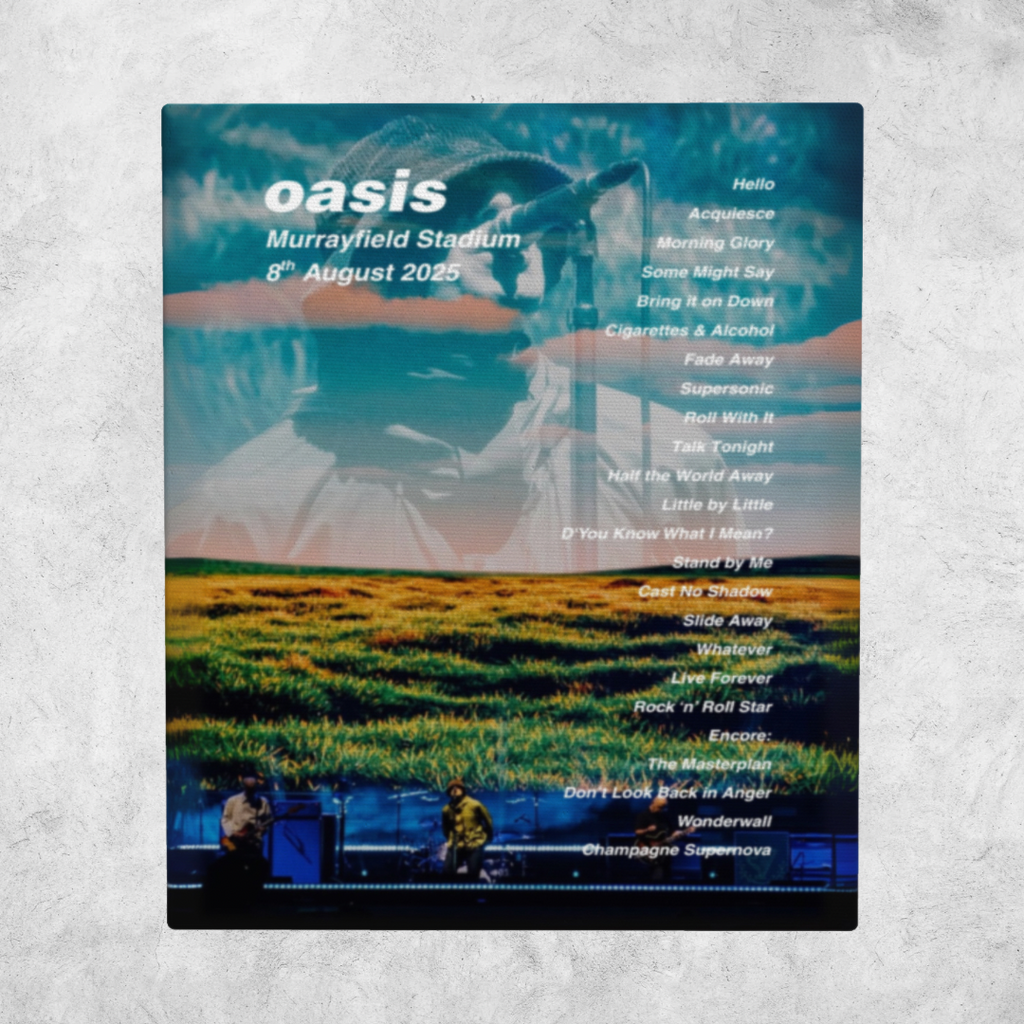 OASIS LIVE 2025 SETLIST CANVAS | ALL DATES | 30cm x 40cm