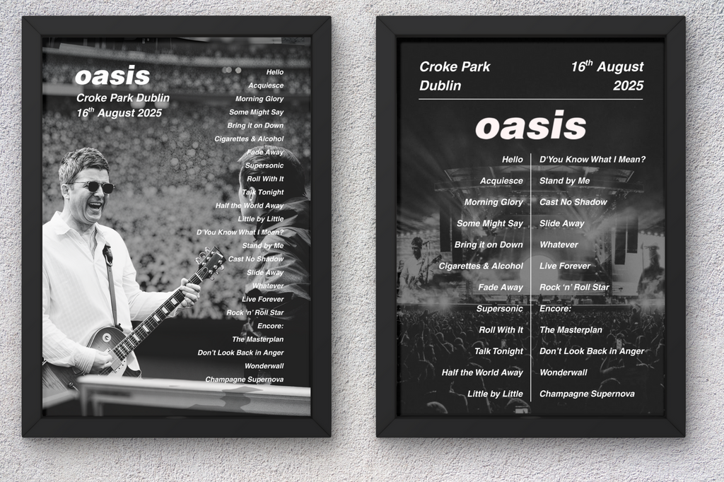 Oasis Dublin Setlist Print - Both Dates