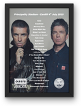 OASIS LIVE 2025 SETLIST FRAMED PRINT | ALL DATES | A2 to A5