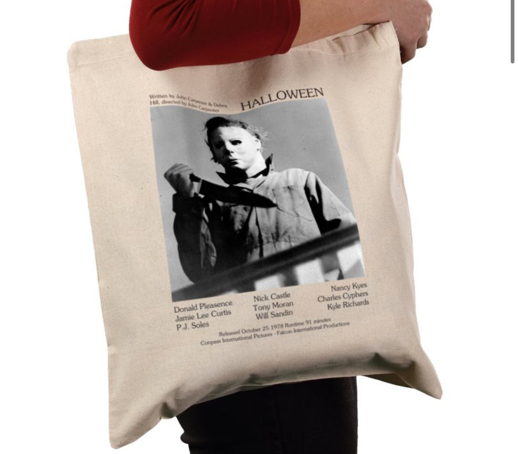 Horror Movie Tote Bags - Texas Chainsaw Massacre - Halloween - Candy Man - Twin Peaks - Friday 13th