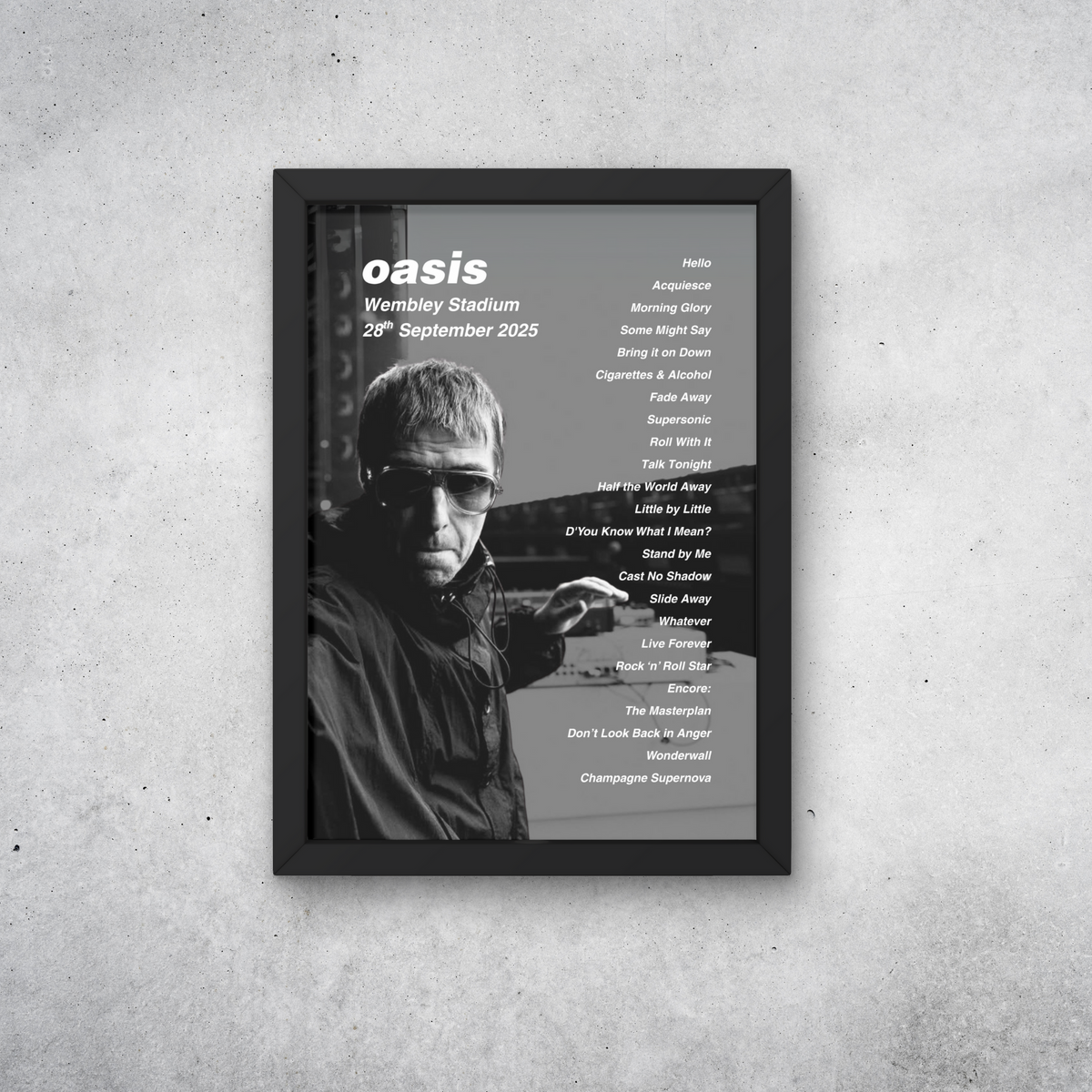 Oasis Wembley Setlist Print - All Dates