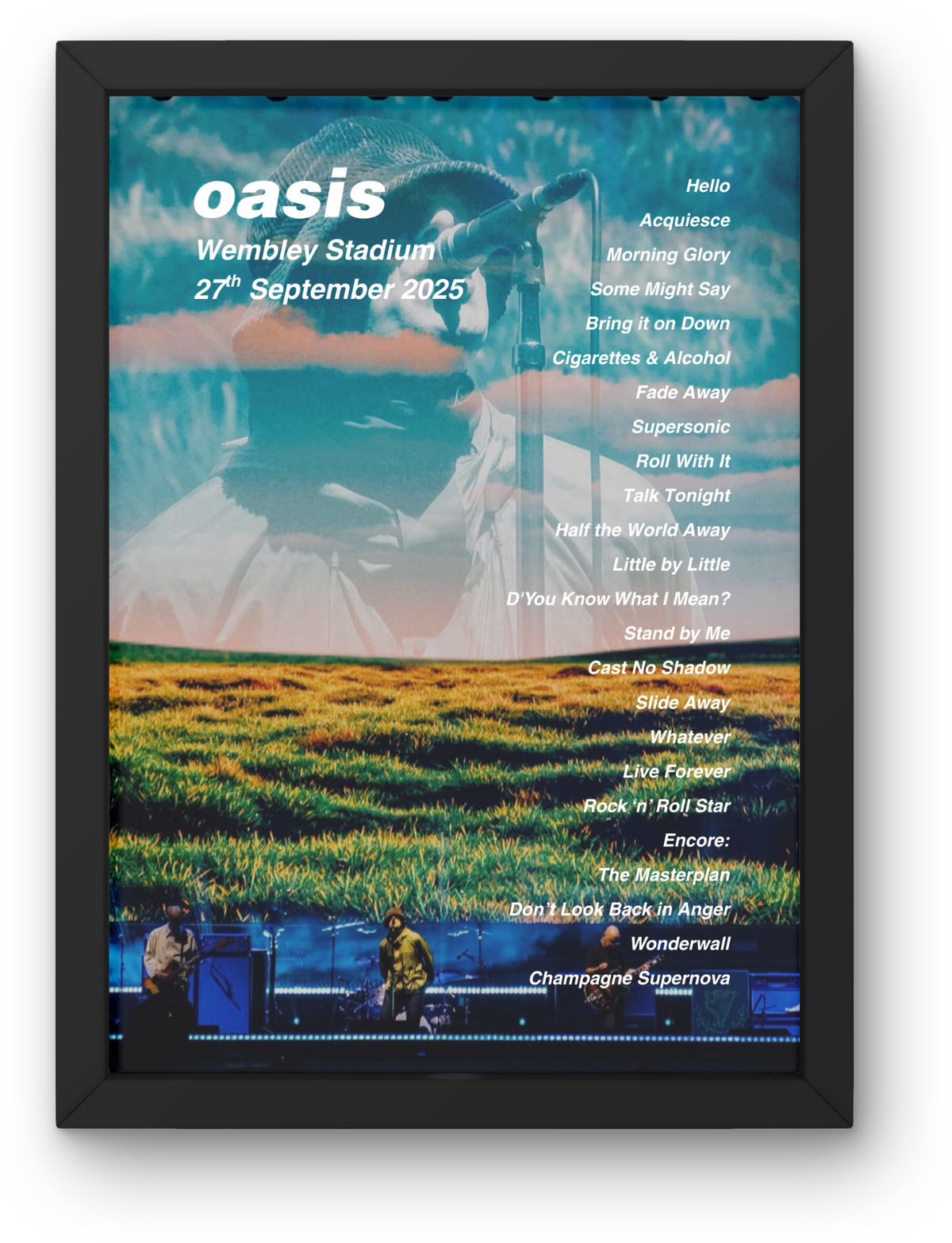 Oasis Wembley Setlist Print - All Dates