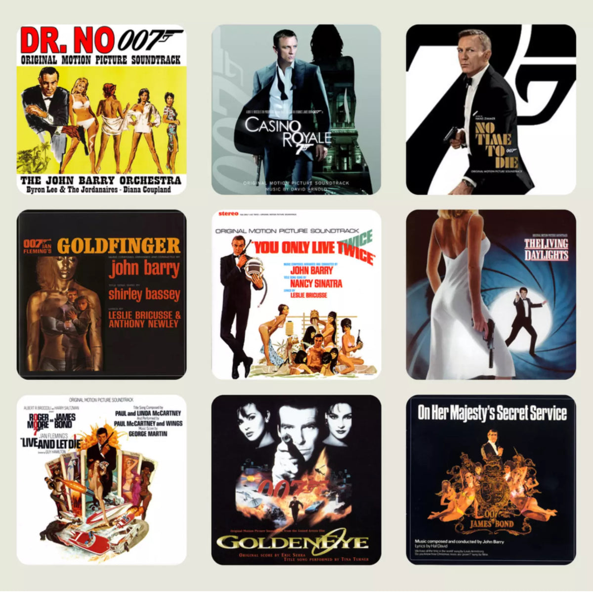 James Bond coaster sets various pack sizes! You Choose Film! 007 Connery Moore