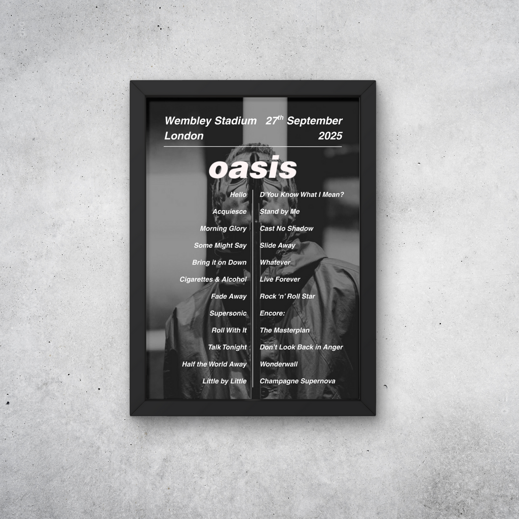 Oasis Wembley Setlist Print - All Dates