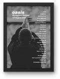 Oasis Edinburgh Setlist Print - All Dates