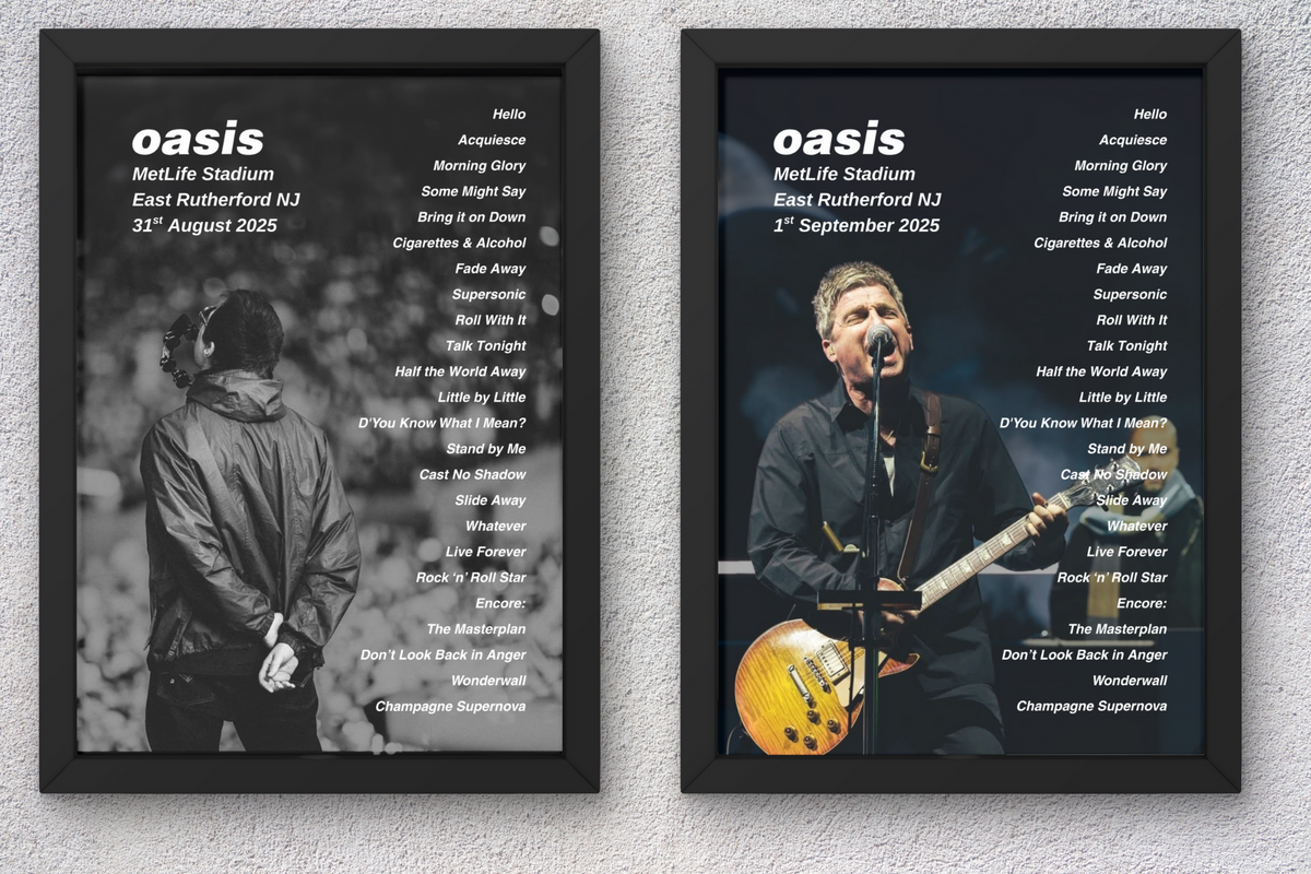 Oasis East Rutherford Setlist Print - Both Dates