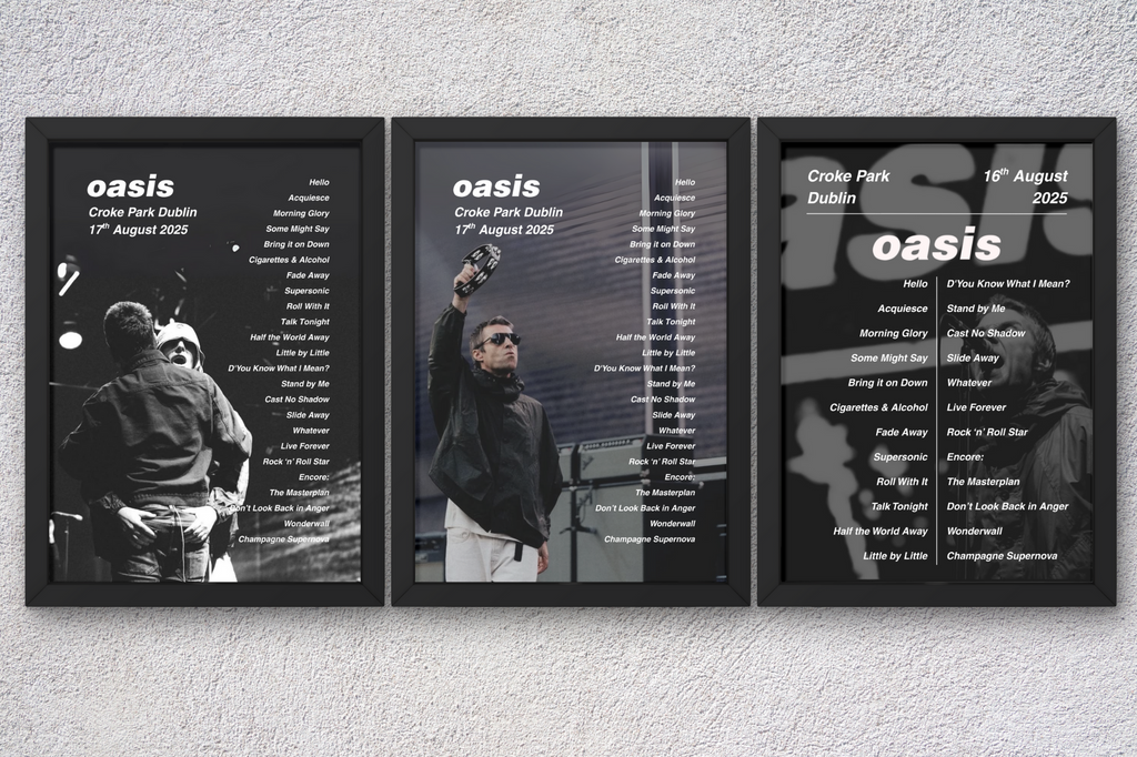 Oasis Dublin Setlist Print - Both Dates