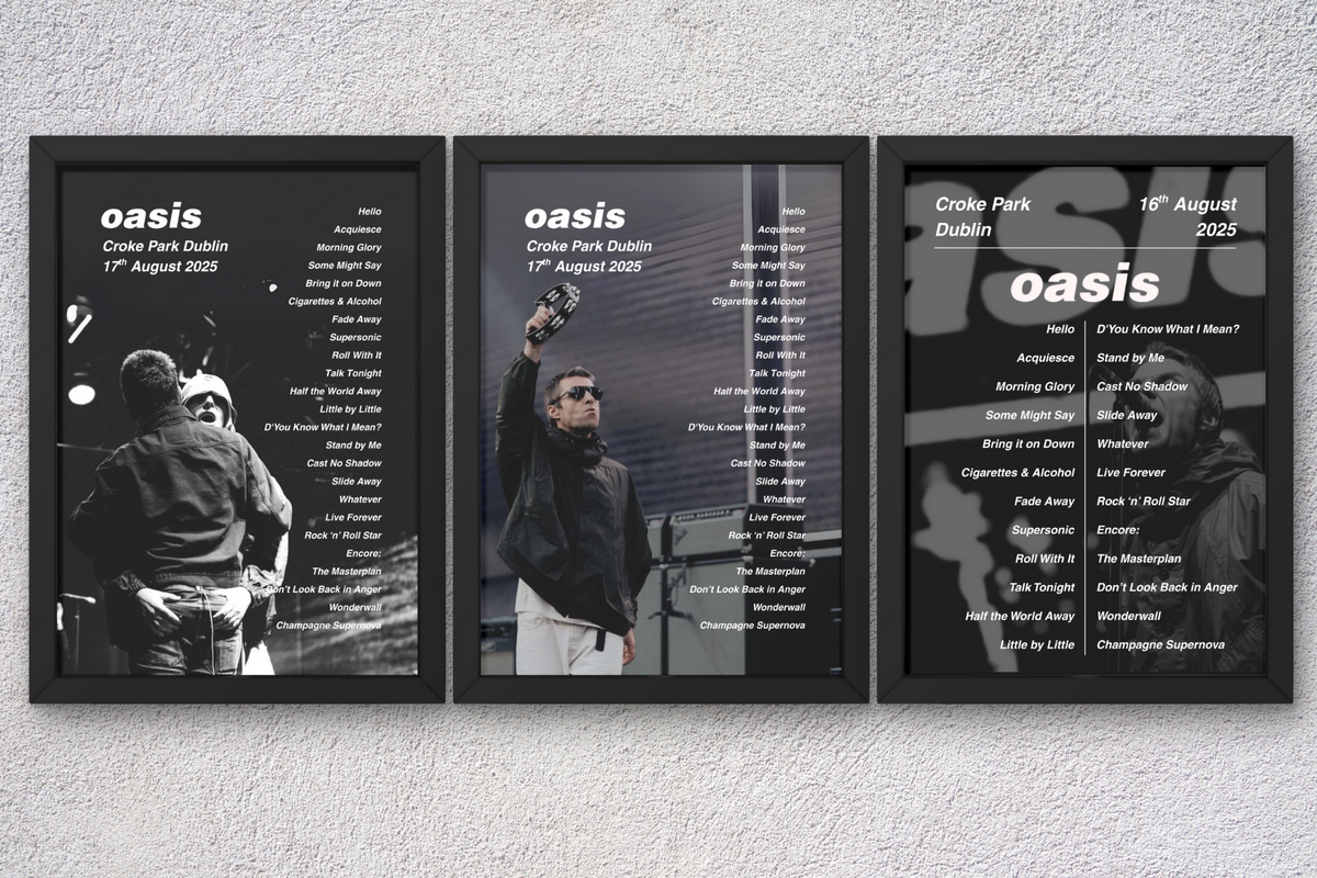 Oasis Dublin Setlist Print - Both Dates