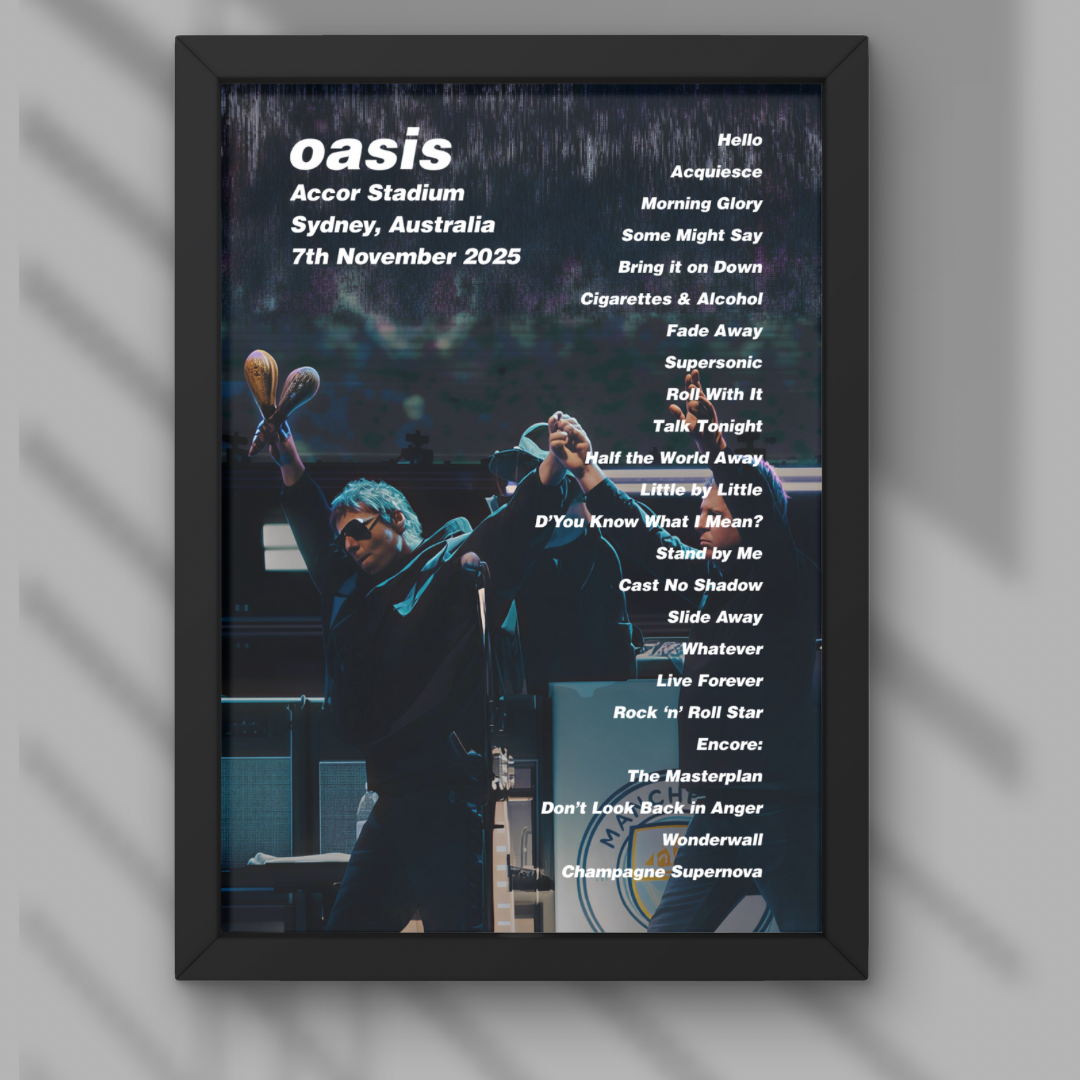 Oasis Sydney Setlist Print - Night One 7th Nov