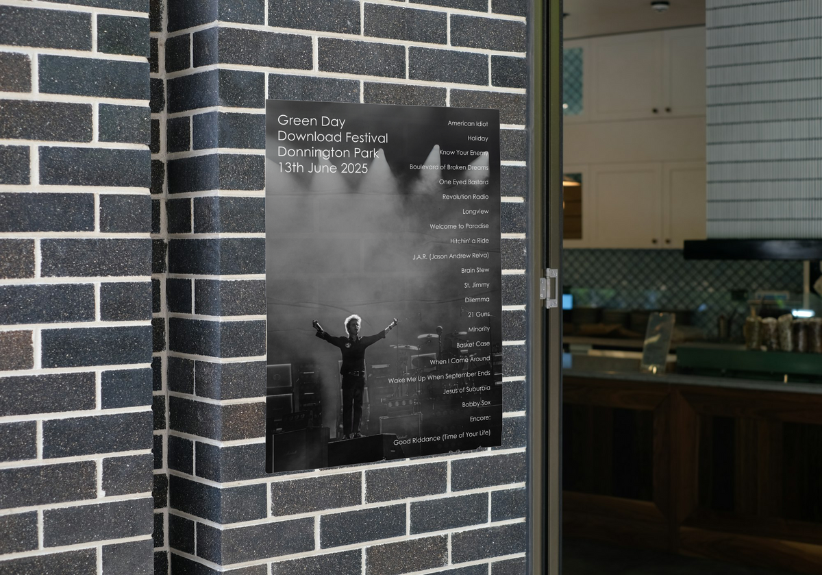 Green Day Download 2025 Setlist Poster - A1 to A5 Frame Option