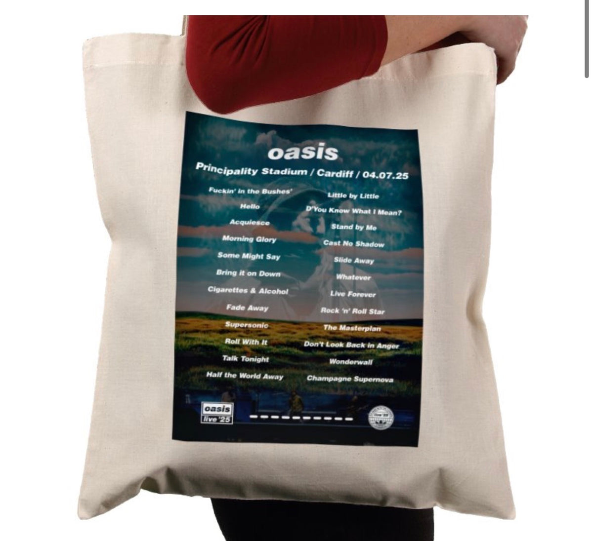 Oasis Cardiff Setlist Tote Bag - Both Dates