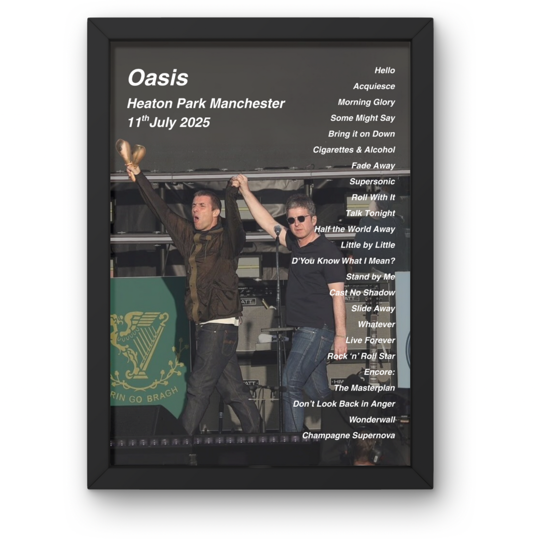 Oasis Manchester Setlist Print - All Dates