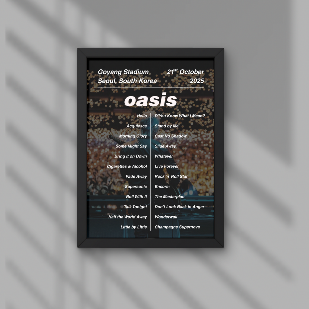 Oasis Seoul Framed Setlist Prints