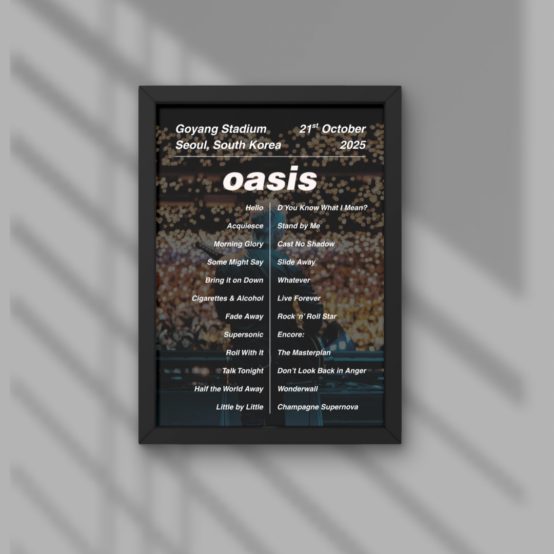 Oasis Seoul Setlist Prints