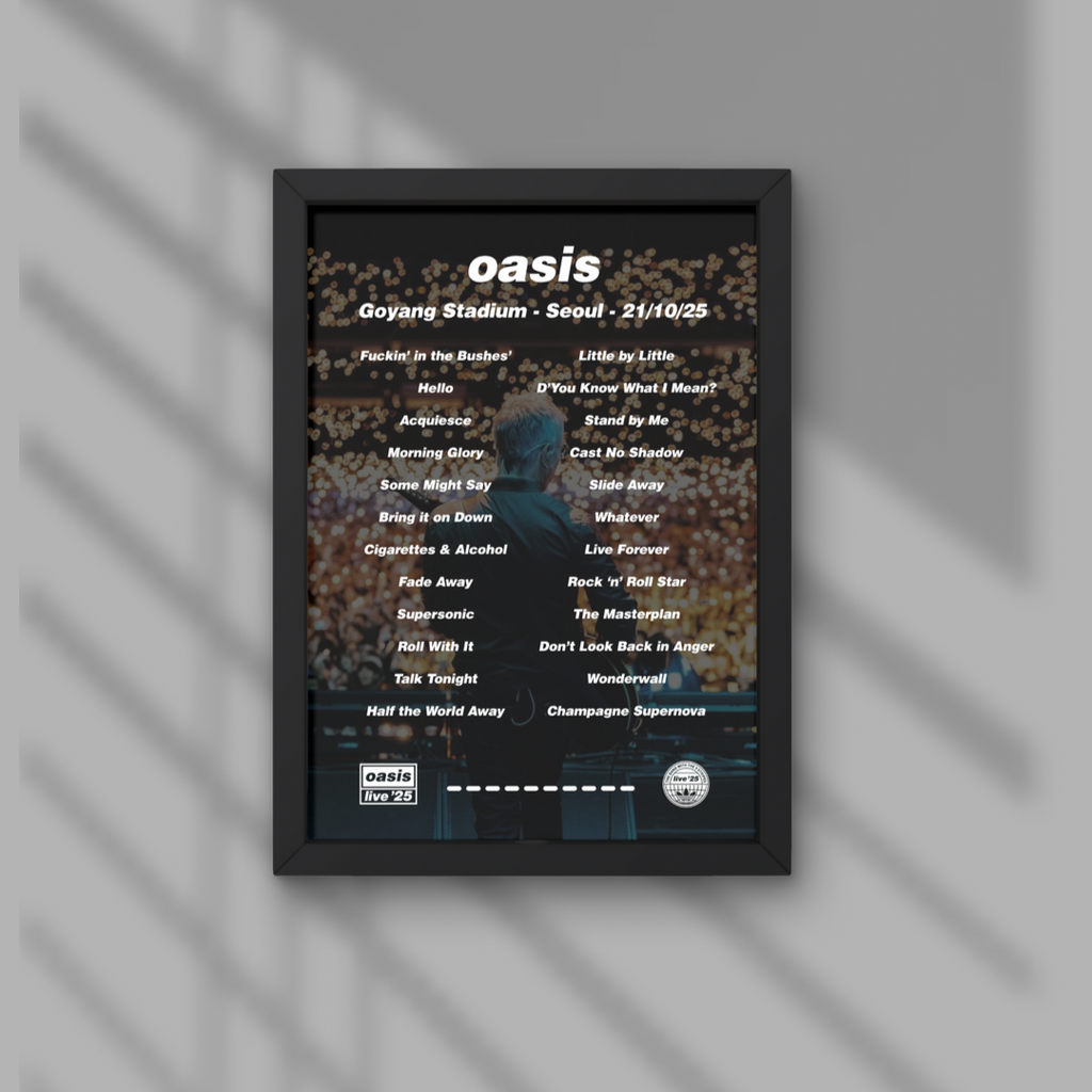 Oasis Seoul Framed Setlist Prints