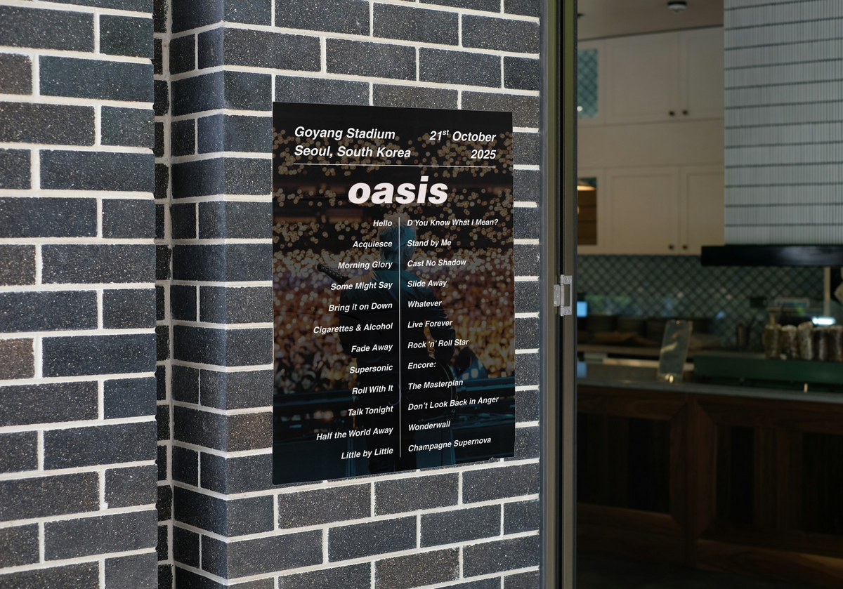 Oasis Seoul Framed Setlist Prints