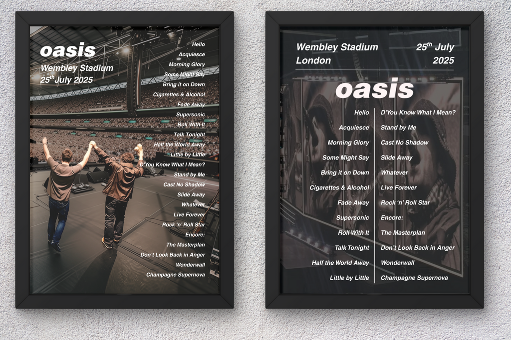 Oasis Wembley Setlist Print - All Dates