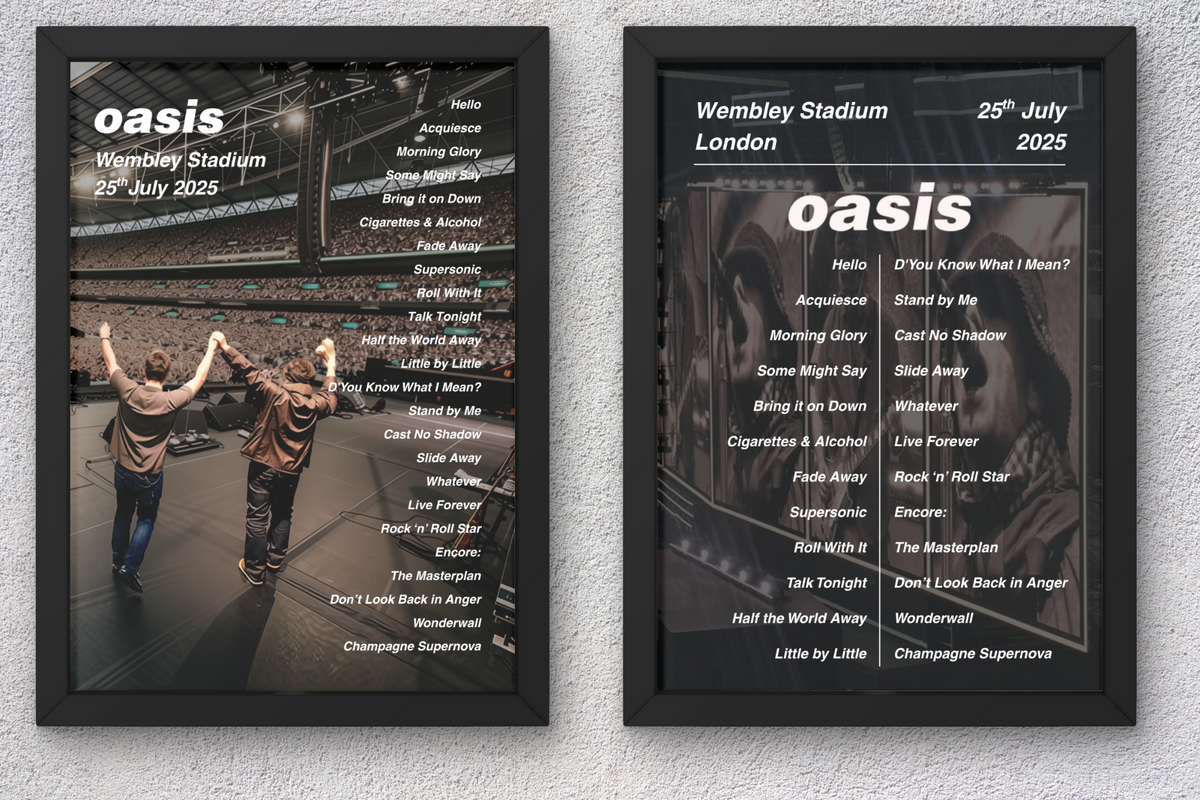 Oasis Wembley Setlist Print - All Dates