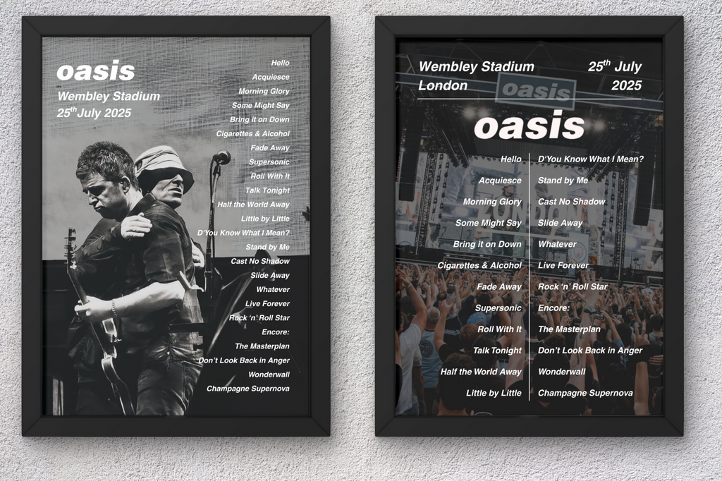 Oasis Wembley Setlist Print - All Dates