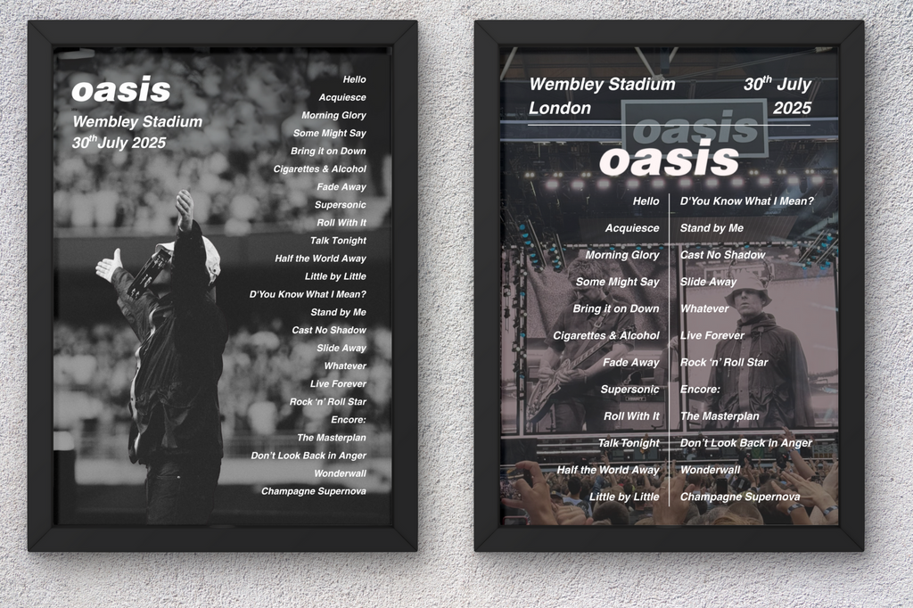 Oasis Wembley Setlist Print - All Dates