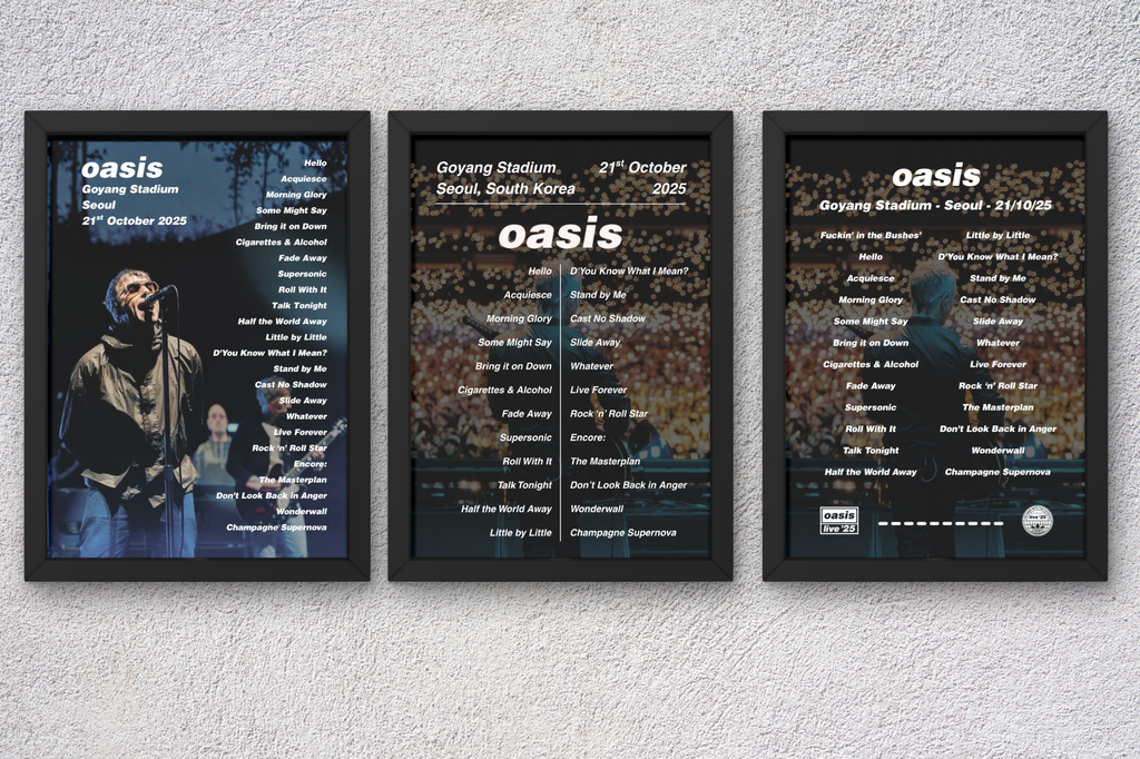Oasis Seoul Framed Setlist Prints