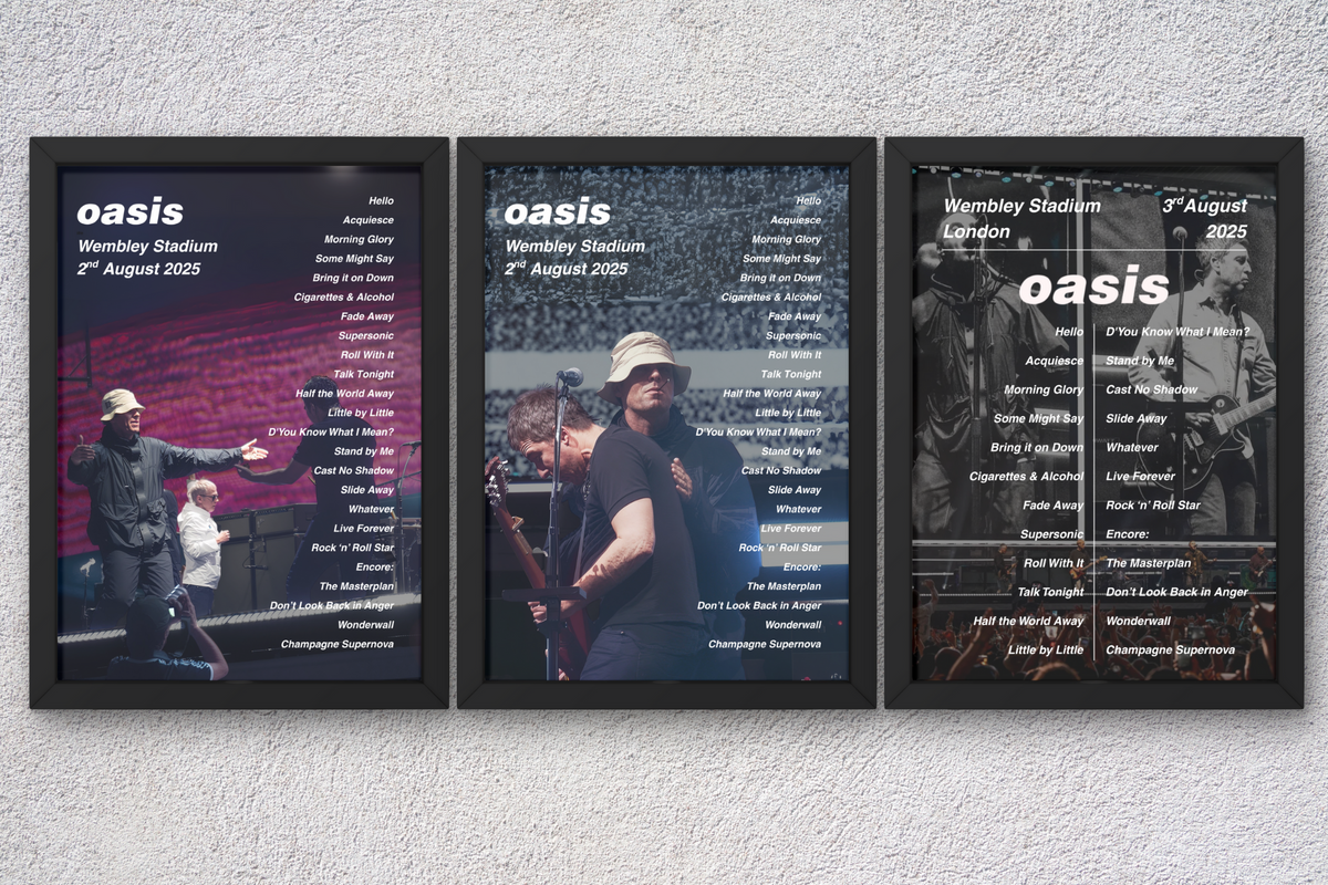 Oasis Wembley Setlist Print - All Dates
