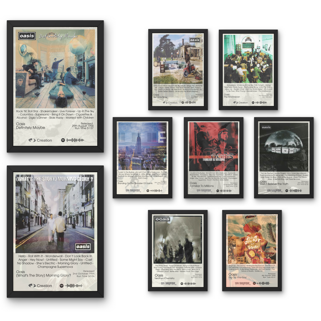 Oasis Album Posters | ALL ALBUMS AVAILABLE | A1-A5 Frame Option